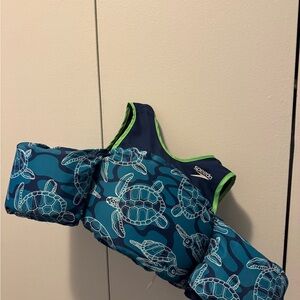Speedo Kids Swim Vest - Navy and Green Turtle Pattern